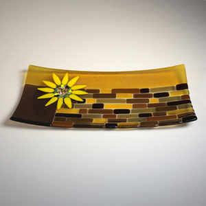 Sunflower Plate (Rectangle): Brown and Amber