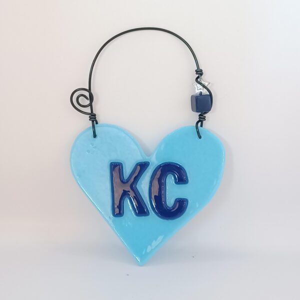 Kansas City: KC Heart Light Blue with Navy Letters