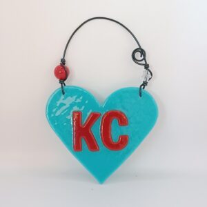 Kansas City: KC Heart Turquoise with Red Letters